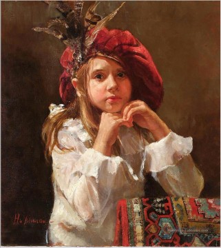 Jolie petite fille NM Tadjikistan 11 Impressionist Peinture à l'huile